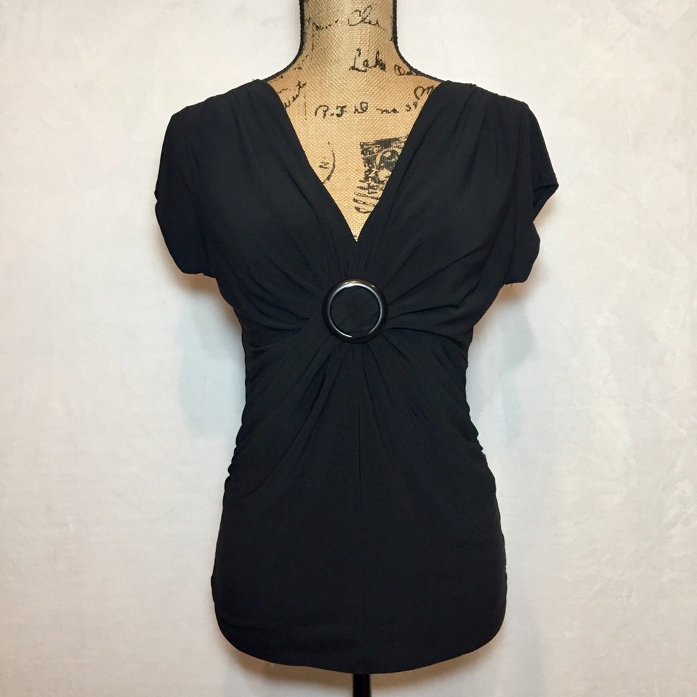 WHBM Low Cut Ruching in Front Blouse